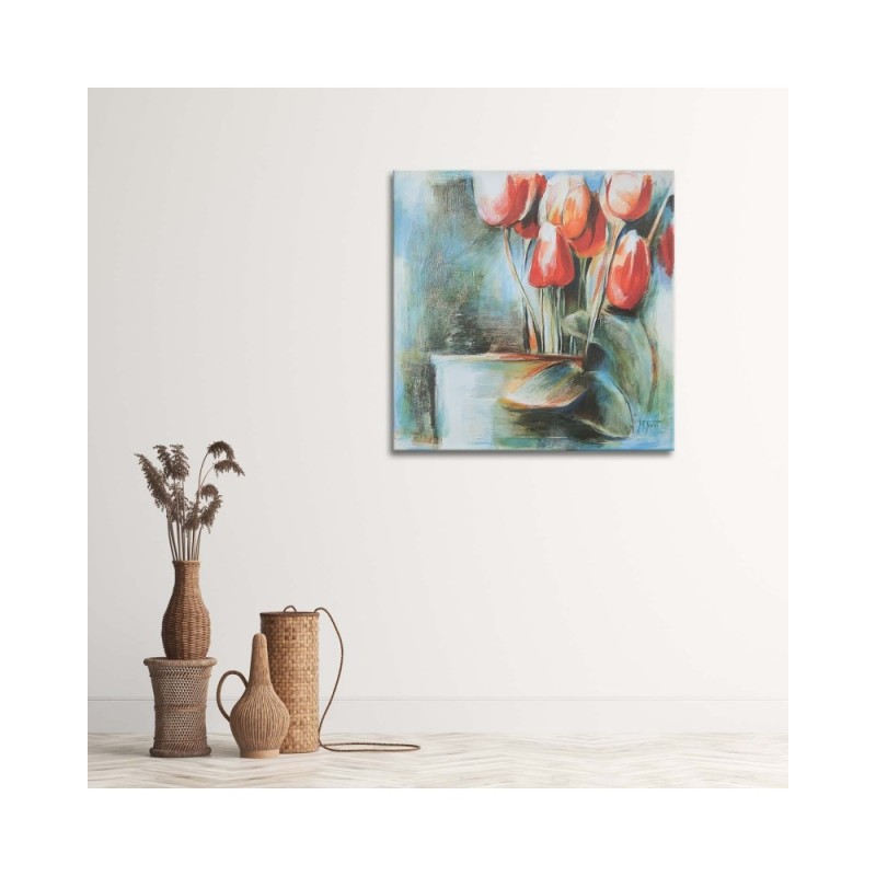 Modernes Wandbild - Rote Tulpen in einer Vase | Feeby