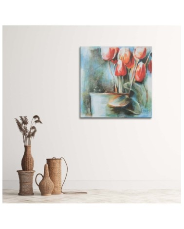 Modernes Wandbild - Rote Tulpen in einer Vase | Feeby
