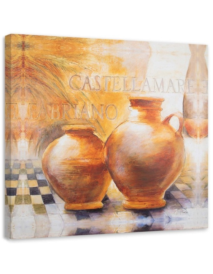 Leinwandbild - Zwei orangefarbene Krüge | Feeby