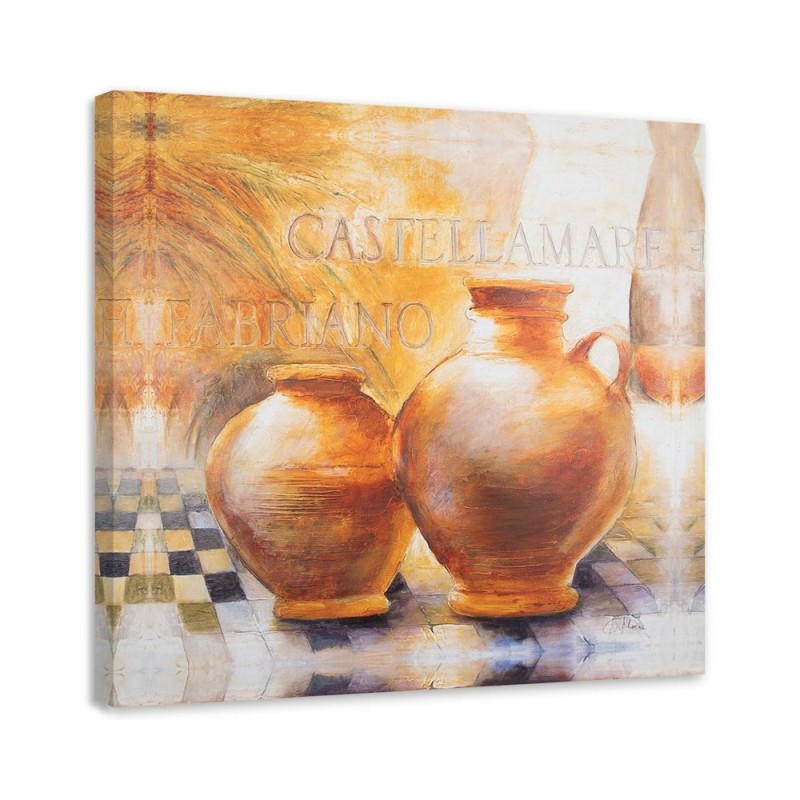 Leinwandbild - Zwei orangefarbene Krüge | Feeby