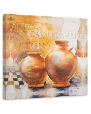 Abstract wrapped canvas painting - Orange jugs Tuscany | FEEBY