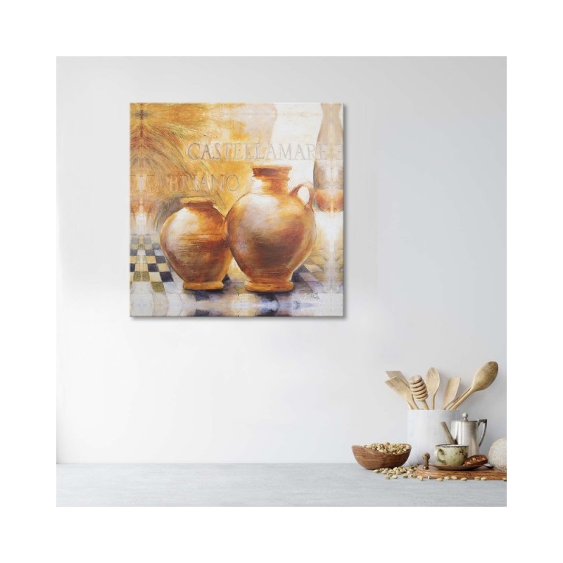 Leinwandbild - Zwei orangefarbene Krüge | Feeby