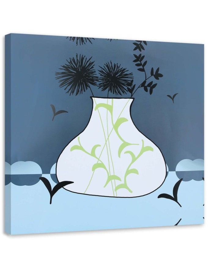 Leinwandbild - Zeichnung von Blumen in einer Vase | Feeby