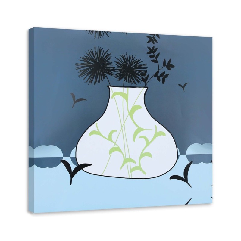 Leinwandbild - Zeichnung von Blumen in einer Vase | Feeby