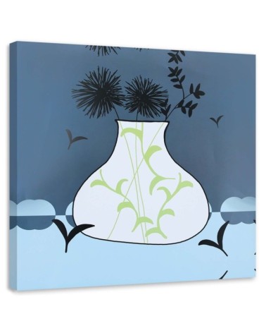 Leinwandbild - Zeichnung von Blumen in einer Vase | Feeby