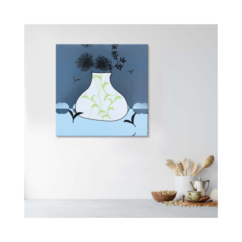 Leinwandbild - Zeichnung von Blumen in einer Vase | Feeby