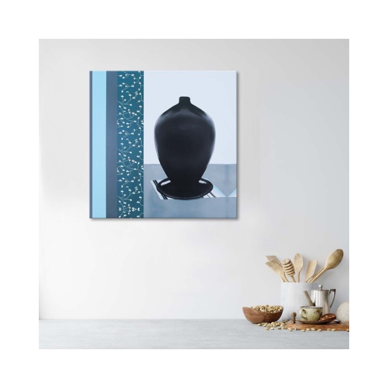 Leinwandbild - Schwarzer Krug mit Ständer | Feeby