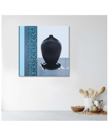 Leinwandbild - Schwarzer Krug mit Ständer | Feeby