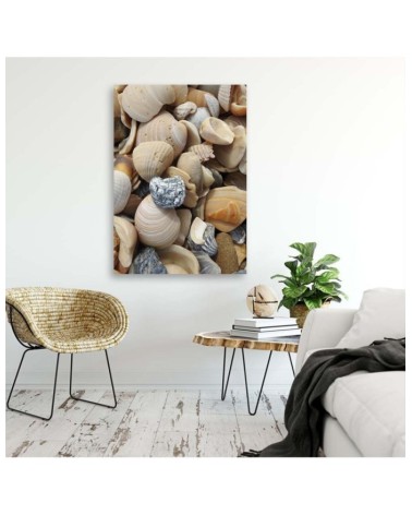 Leinwandbild modern - Muscheln und Steine am Strand | Feeby