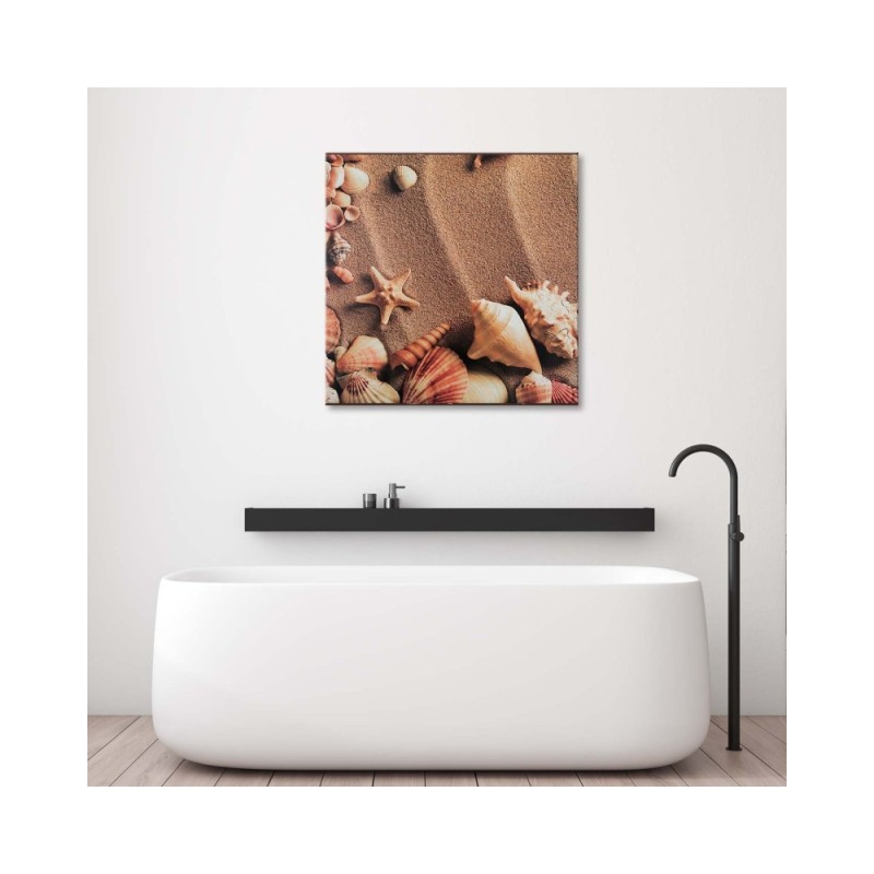 Modernes Wandbild - Muscheln auf trockenem Sand | Feeby