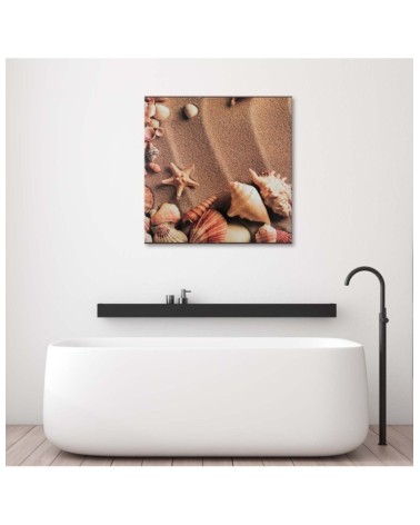 Modernes Wandbild - Muscheln auf trockenem Sand | Feeby
