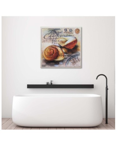 Bild auf Leinwand - Postkarte mit zwei Muscheln | Feeby