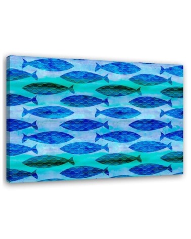 Coral of green-blue fish - Marine Canvas paintings | FEEBY