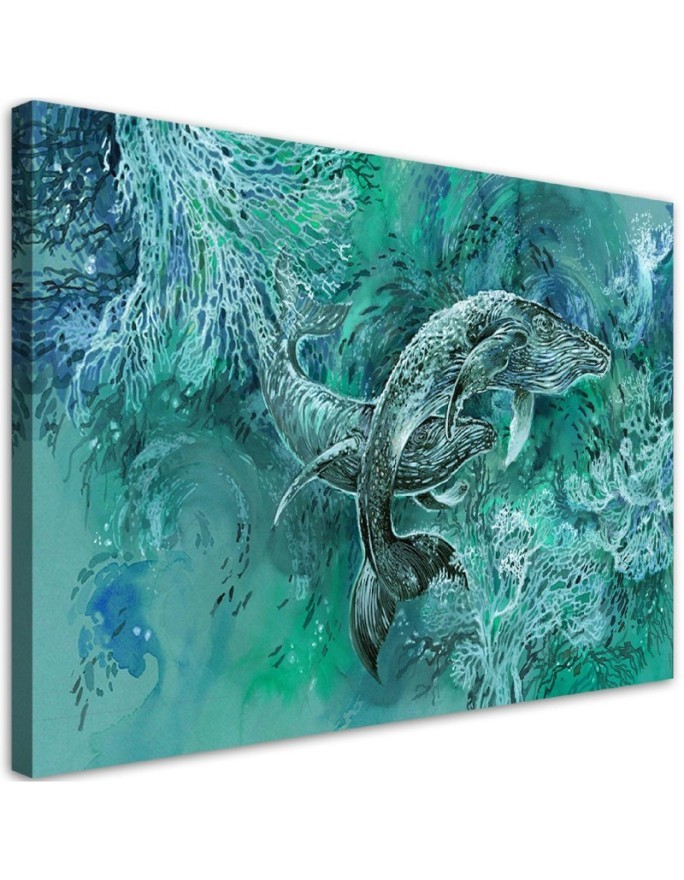 Wandbild für Wohnzimmer - Ein Paar Wale von Humbacks | Feeby