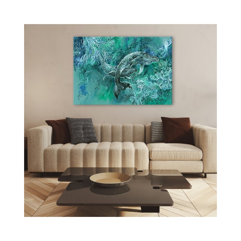 Wandbild für Wohnzimmer - Ein Paar Wale von Humbacks | Feeby