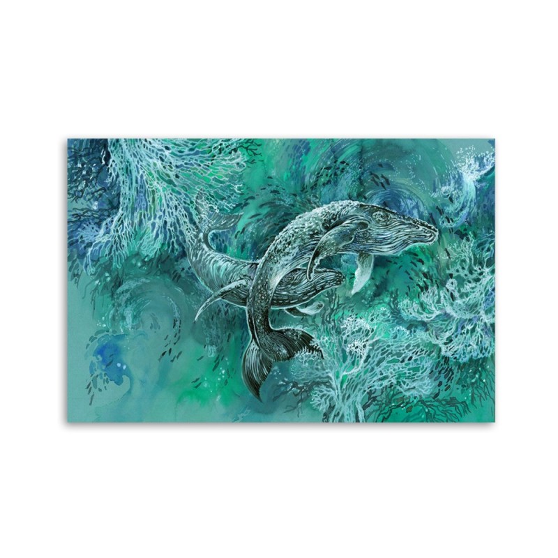 Wandbild für Wohnzimmer - Ein Paar Wale von Humbacks | Feeby