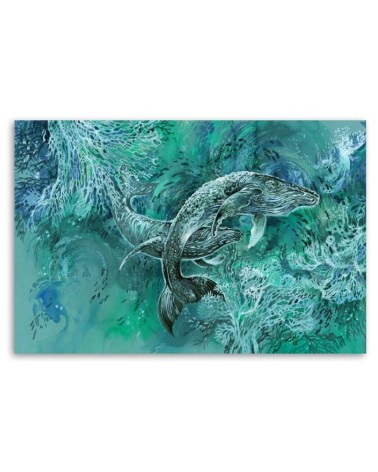 Wandbild für Wohnzimmer - Ein Paar Wale von Humbacks | Feeby