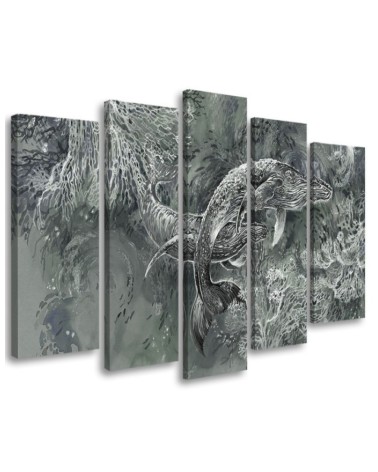 Abstract canvas painting - Pair of humpback whales | FEEBY