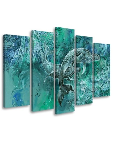Abstract canvas painting - Humpback whale couple | FEEBY