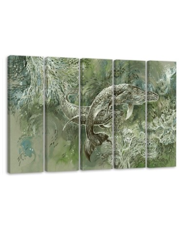 Abstract canvas painting - A pair of humpback whales | FEEBY