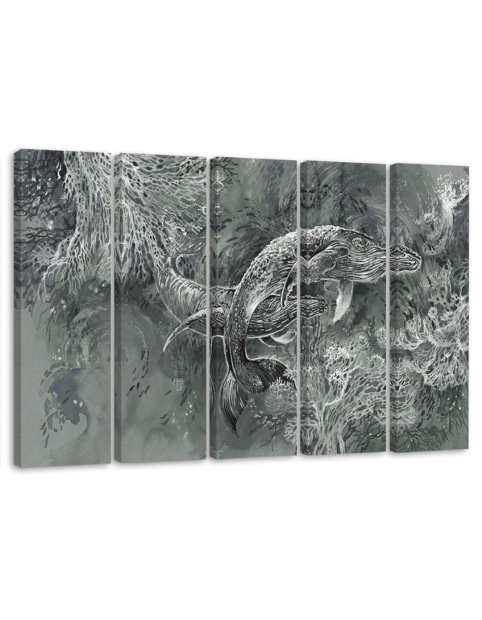 Wandbild für Wohnzimmer - Ein Paar Wale von Humbacks | Feeby