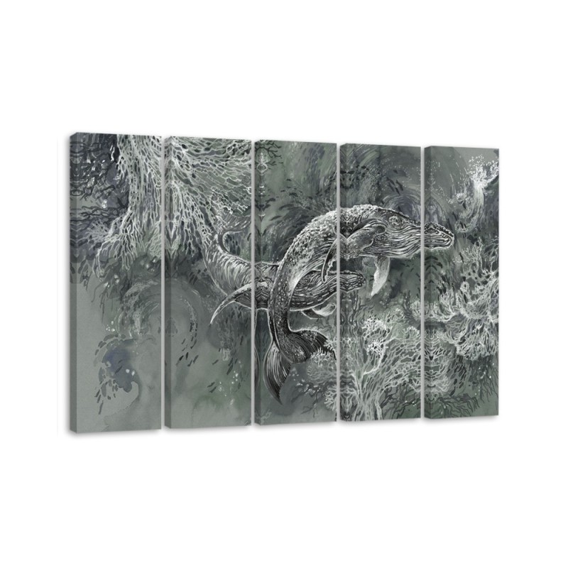 Wandbild für Wohnzimmer - Ein Paar Wale von Humbacks | Feeby