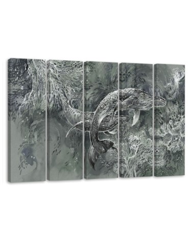 Abstract canvas painting - A pair of humpback whales | FEEBY