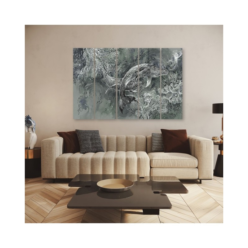 Wandbild für Wohnzimmer - Ein Paar Wale von Humbacks | Feeby