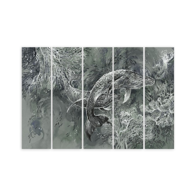 Wandbild für Wohnzimmer - Ein Paar Wale von Humbacks | Feeby