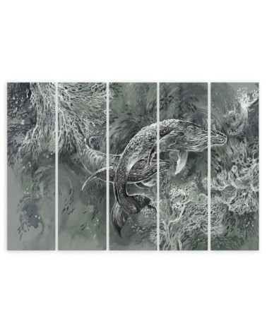 Wandbild für Wohnzimmer - Ein Paar Wale von Humbacks | Feeby