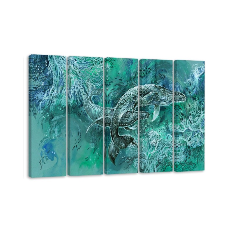 Modernes Wandbild - Ein Paar Wale von Humbacks | Feeby