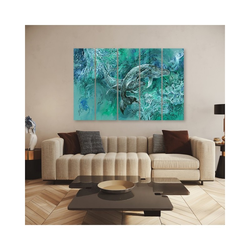 Modernes Wandbild - Ein Paar Wale von Humbacks | Feeby