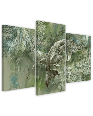 Abstract canvas painting - A pair of humpback whales | FEEBY