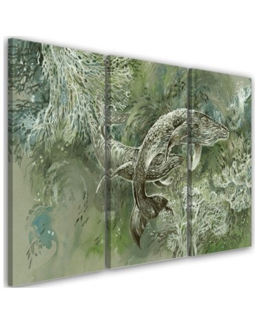 Abstract canvas painting - A pair of humpback whales | FEEBY