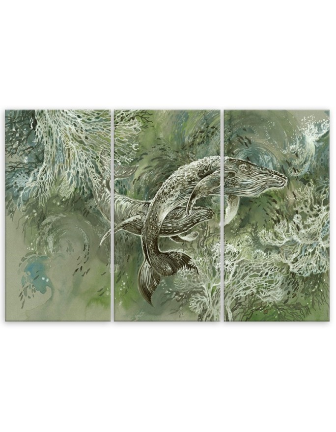 Abstract canvas painting - A pair of humpback whales | FEEBY