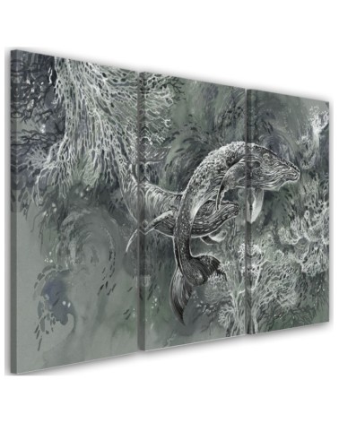 Abstract canvas painting - A pair of humpback whales | FEEBY