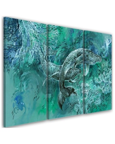 Abstract canvas painting - A pair of humpback whales | FEEBY