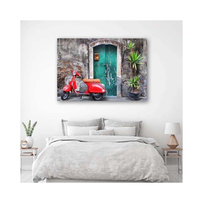 Modernes Wandbild - Vespa Toskana Rot | Feeby