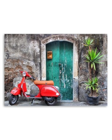 Modernes Wandbild - Vespa Toskana Rot | Feeby