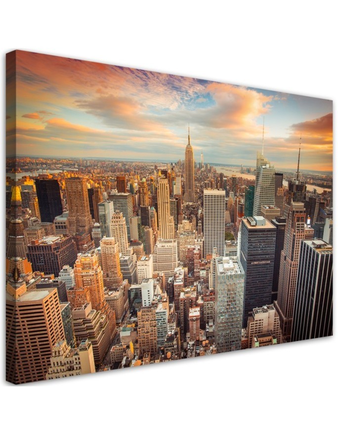 Modernes Wandbild - Sonnenuntergang über New York | Feeby