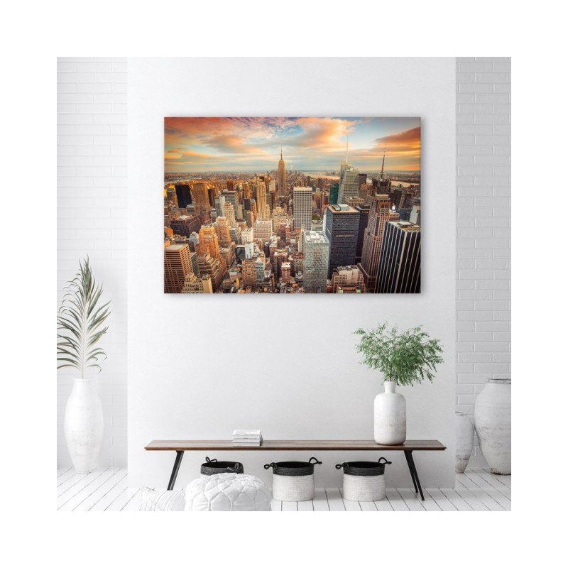 Modernes Wandbild - Sonnenuntergang über New York | Feeby