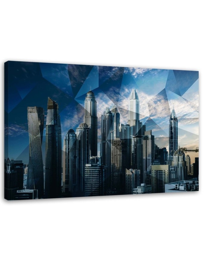 Leinwandbild modern - Geometrische Stadt - blau | Feeby