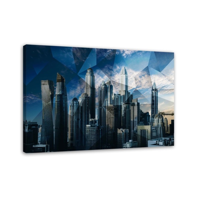 Leinwandbild modern - Geometrische Stadt - blau | Feeby