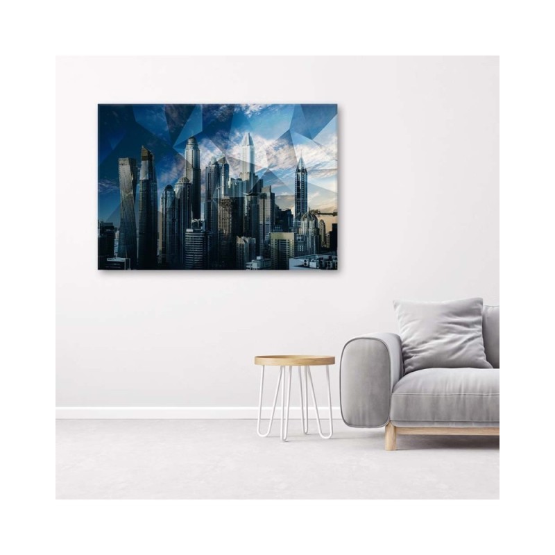 Leinwandbild modern - Geometrische Stadt - blau | Feeby
