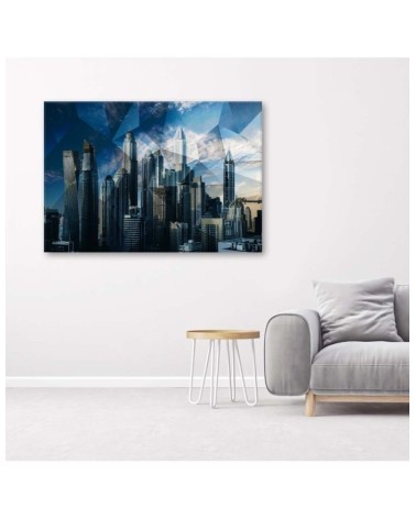 Leinwandbild modern - Geometrische Stadt - blau | Feeby