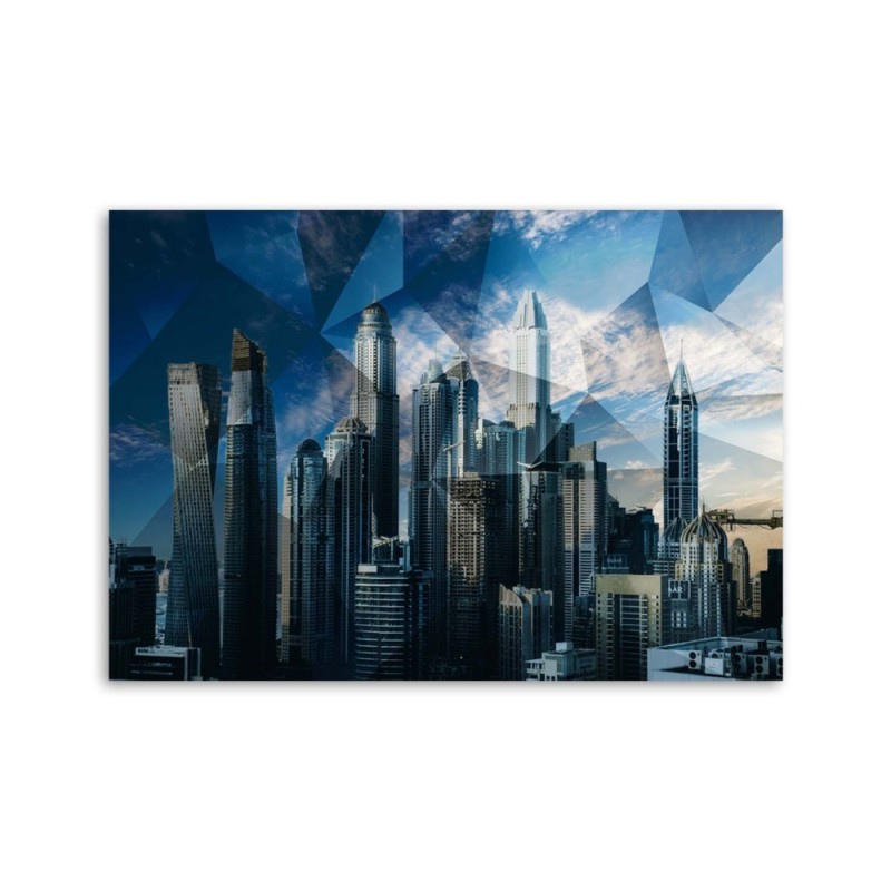 Leinwandbild modern - Geometrische Stadt - blau | Feeby