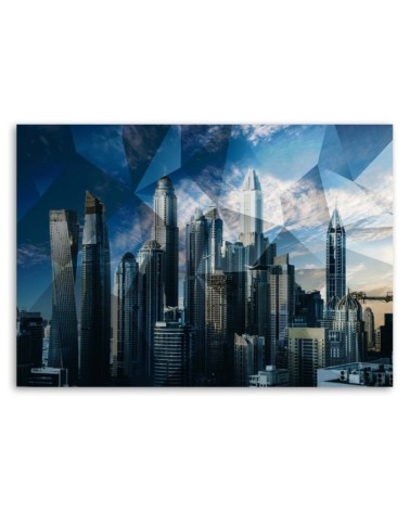 Leinwandbild modern - Geometrische Stadt - blau | Feeby