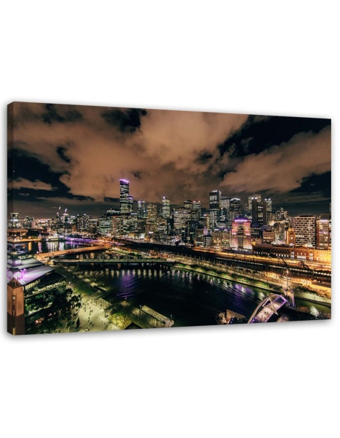 Bild auf Leinwand - Moderne Stadt bei Nacht | Feeby