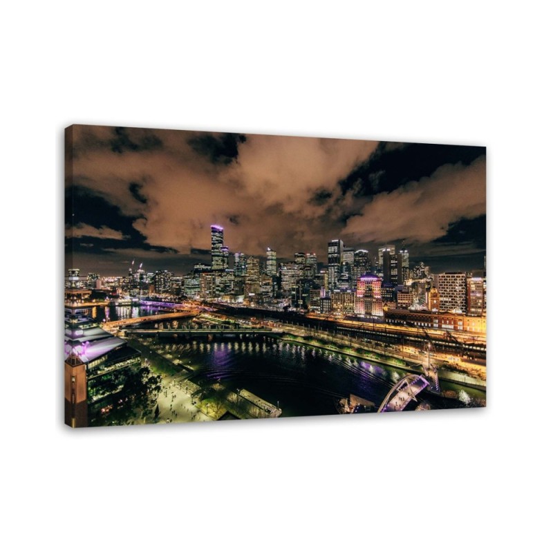 Bild auf Leinwand - Moderne Stadt bei Nacht | Feeby