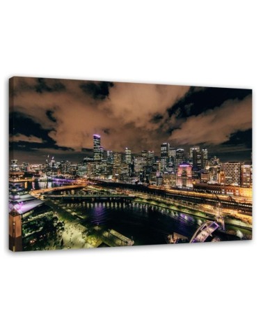 Bild auf Leinwand - Moderne Stadt bei Nacht | Feeby